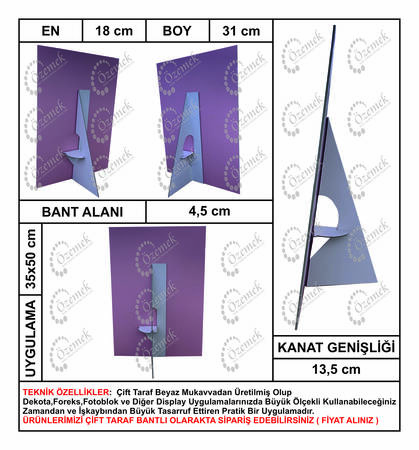  - 31 cm Karton Poster Ayağı Tek Kanatlı 100 Adet